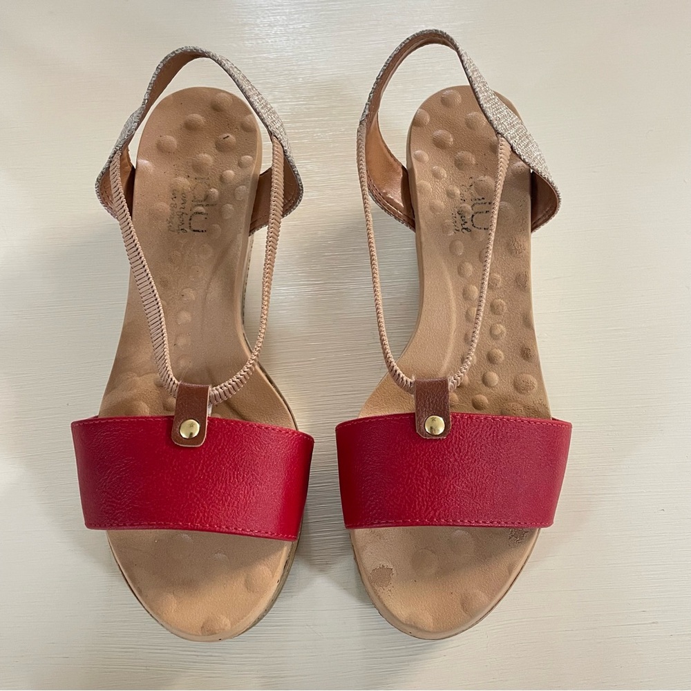 MALU Olivia 1 Made In Brazil Red Band Elastic Wedge Sandals Size 8